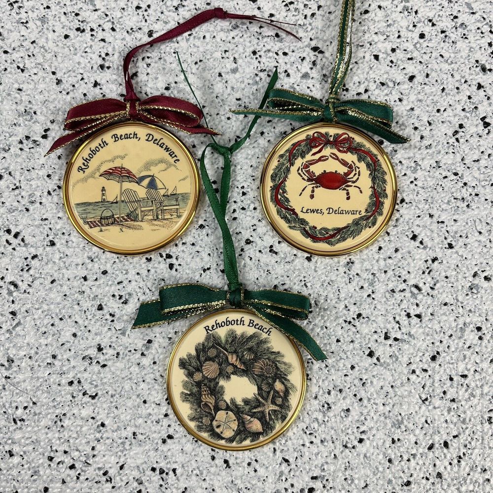 Barlow Christmas‎ Ornaments DELAWARE Theme Lot of 3 Lewes Rehoboth Beach
